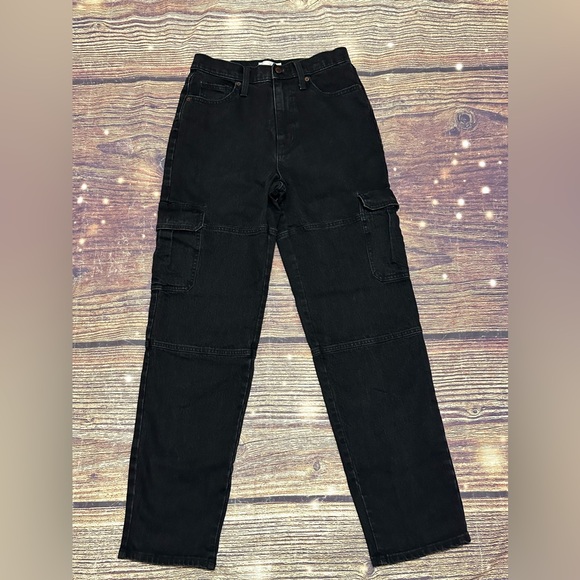 Universal Thread Black Cargo 90s High Rise Straight Jeans. Size 6R. GUC. - Picture 1 of 7